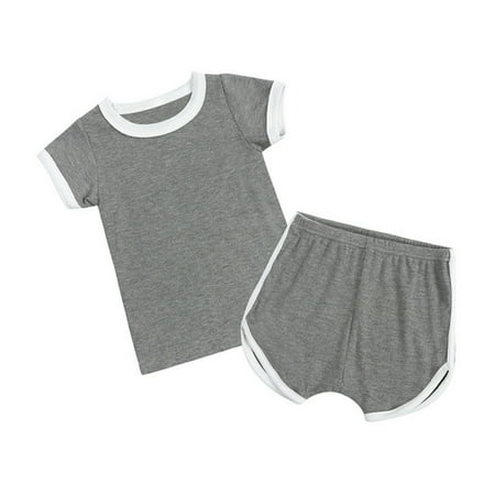 

SILVERCELL Baby Toddler Kids Girls Boys Short Summer Pajamas Outfits Short-Sleeve Tops+Shorts 2Pcs Set Size 6M-4Y
