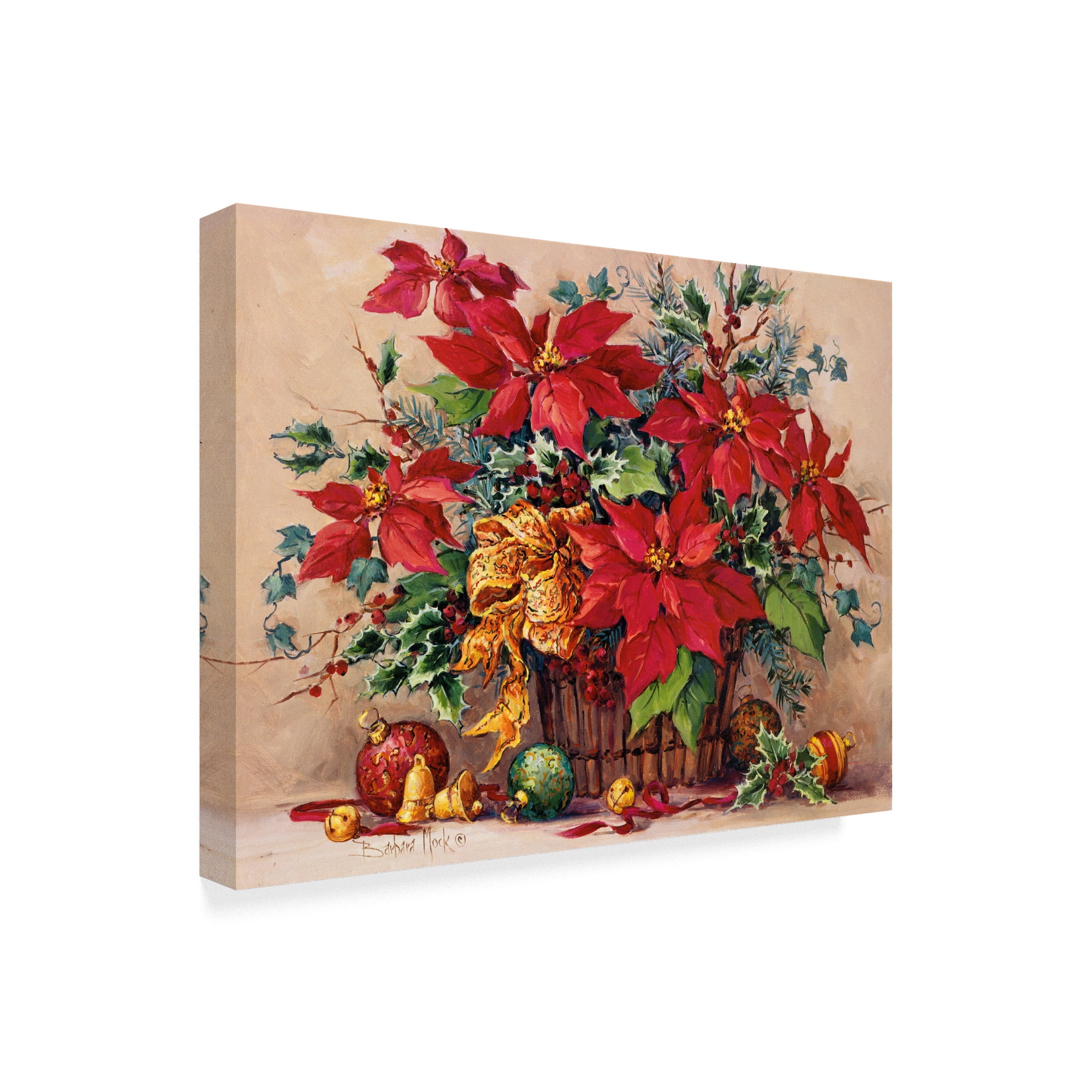 Trademark Fine Art 'Festive Poinsettia Basket' Canvas Art by Barbara Mock