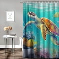 thumbnail image 2 of Orinice  Sea Turtle Shower Curtain Watercolor Turtle Ocean, Blue Ocean Bathroom Curtain Set with Hooks  69x72, 2 of 7
