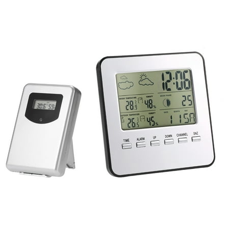 MABOTO Multi-functional Wireless Weather Station Clock LCD Digital Indoor Outdoor Thermometer Hygrometer Calendar Alarm Moon Phase (The Best Weather Station)