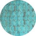 thumbnail image 1 of Ahgly Company Indoor Round Abstract Light Blue Modern Area Rugs, 3' Round, 1 of 4
