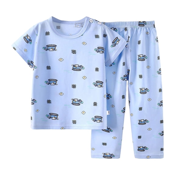 KPOPLK Toddler Boy Pajamas Fall Winter Pjs for Boys Long Sleeve Sets Kids Excavator Print Sleepwear Jammies Clothes Light Blue Size 9-10 Years