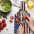 thumbnail image 3 of Skull Cutting Board, Dead Human Head with a Floral Wreath USA American Stars Humor Illustration, Decorative Tempered Glass Cutting and Serving Board, Wine Bottle Shape, Red White, by Ambesonne, 3 of 5