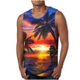 thumbnail image 2 of Penkiiy Mens Beach Tank Top Tropical Print Sleeveless Tops Stylish Summer T Shirt Crewneck Athletic Tee Soft Basic Tank Tops M Gold, 2 of 5