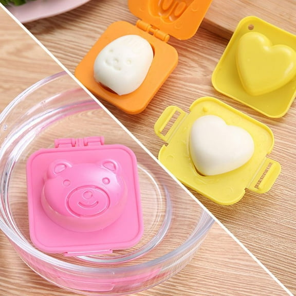 Ruifaya Fgbetcv 6 Pcs Cartoon Cute Boiled Eggs Sushi Rice Mold,Cartoon Cute Eggs Mould Pan Cooking DIY Tools,DIY Onigiri Mould, Bento Accessories for Home Kitchen, Schools, Nursery and Outdoor Camp
