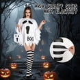 thumbnail image 7 of 4 PCS Halloween Costume Set for Women Adult Ghost Costume, Ghost Costume Poncho, Candy bag, Ghost Headband and Nylon Striped Tights for Halloween Cosplay Party Costume Party Accessories, 7 of 7
