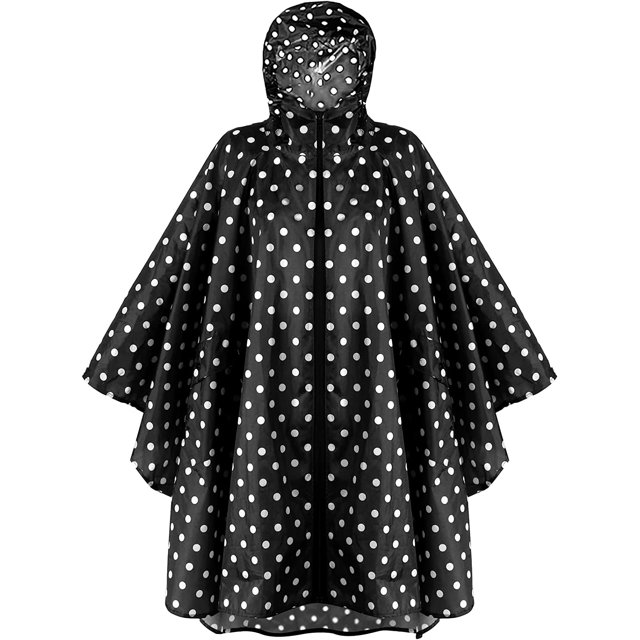 Poncho de lluvia impermeable, ligero y reutilizable, abrigo con capucha para senderismo para actividades al aire libre, negro