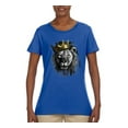 thumbnail image 2 of Wild Bobby, King Lion with Gold Crown Art, Animal Lover, Women Graphic Tee, Royal, XX-Large, 2 of 4