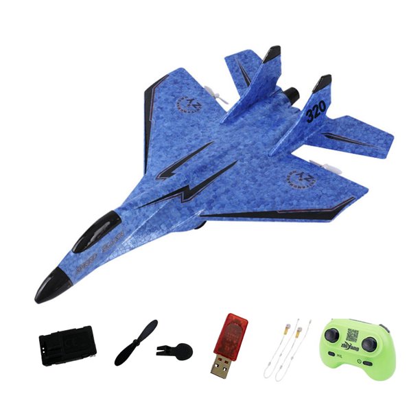 RC Glider RC Avión de juguete anti caída modelo Avión de ala fija juguetes al aire libre listo para volar Azul