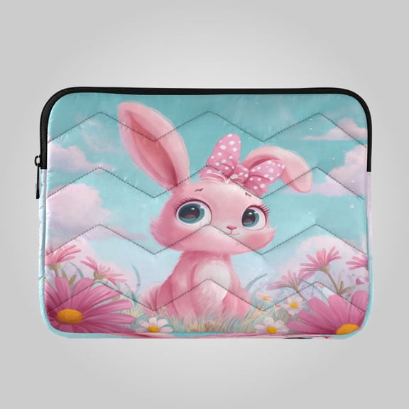 16in Laptop Bag Briefcases Computer Inner Bags Computer Bags Laptop Sleeves Work Travel School Bag Soft Pink Bunny Illustration