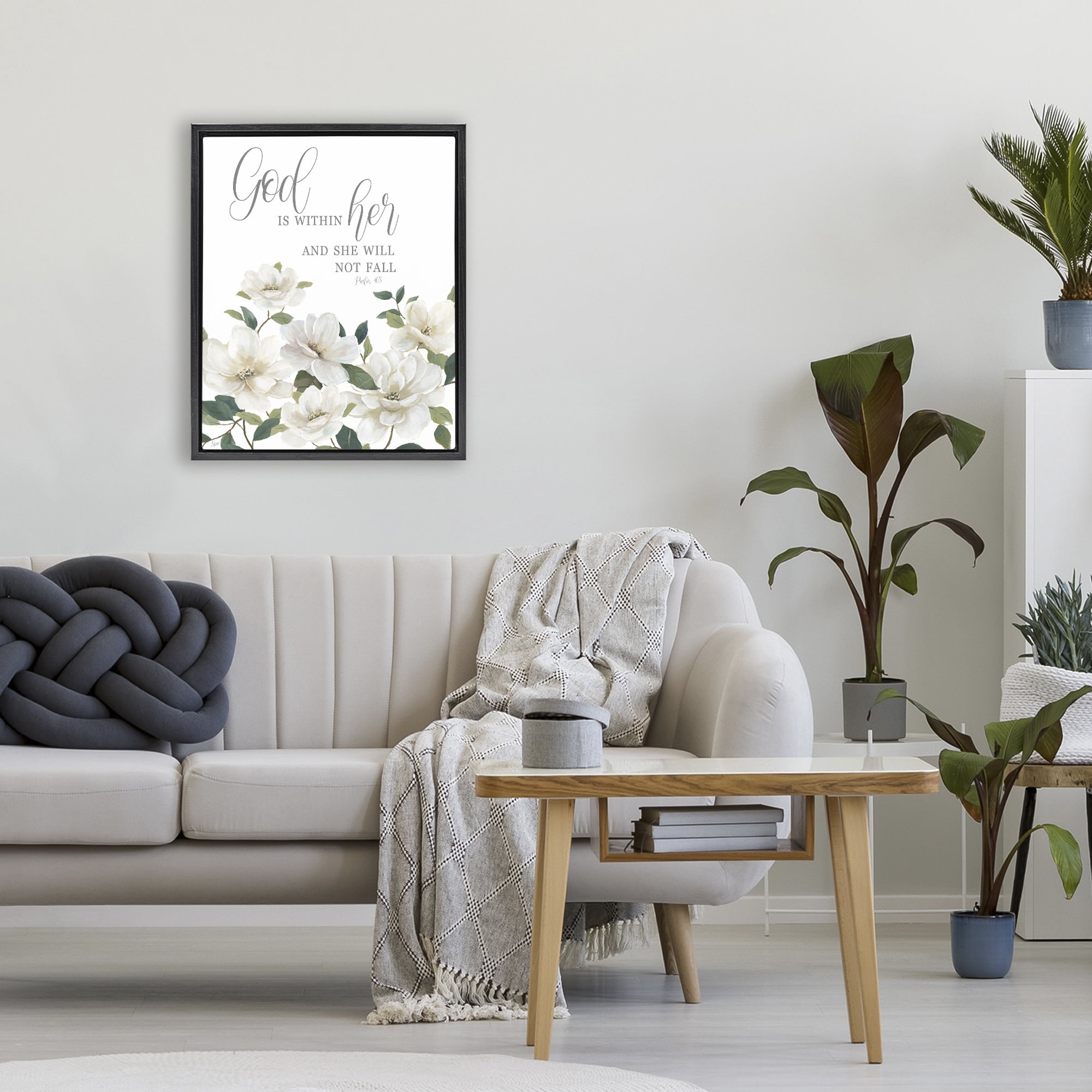 Stupell Industries God Is Within Her Black Framed Floater Canvas Wall Art, design by Nan
