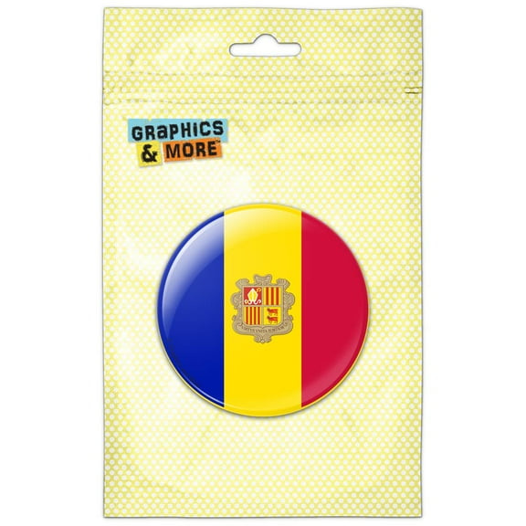 Andorra National Country Flag Pinback Button Pin Badge