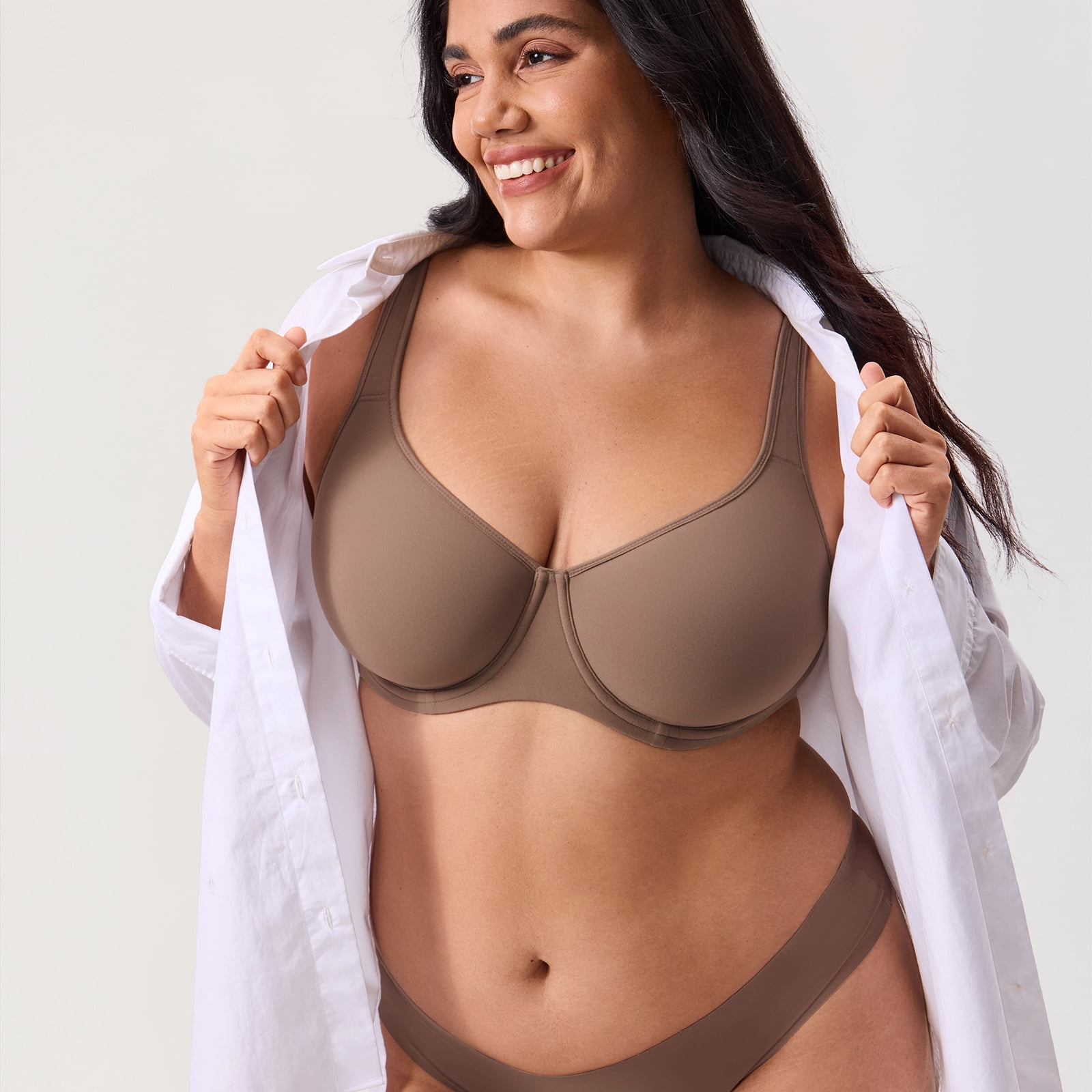 DELIMIRA Women's Inbarely Plus Full Coverage Bra Plus Size Underwire Unlined Seamless Bras