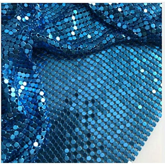 Tissu en Maille Métallique Scintillant pour Fabrication de Bijoux, Cape et Pantalon (Bleu)