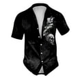 thumbnail image 2 of FAOWME Men'S Halloween Shirts Short Sleeve Turndown Collar Buttons Skull Print Soft Comfortable Blouse For Casual Daily Wear,White,L, 2 of 5