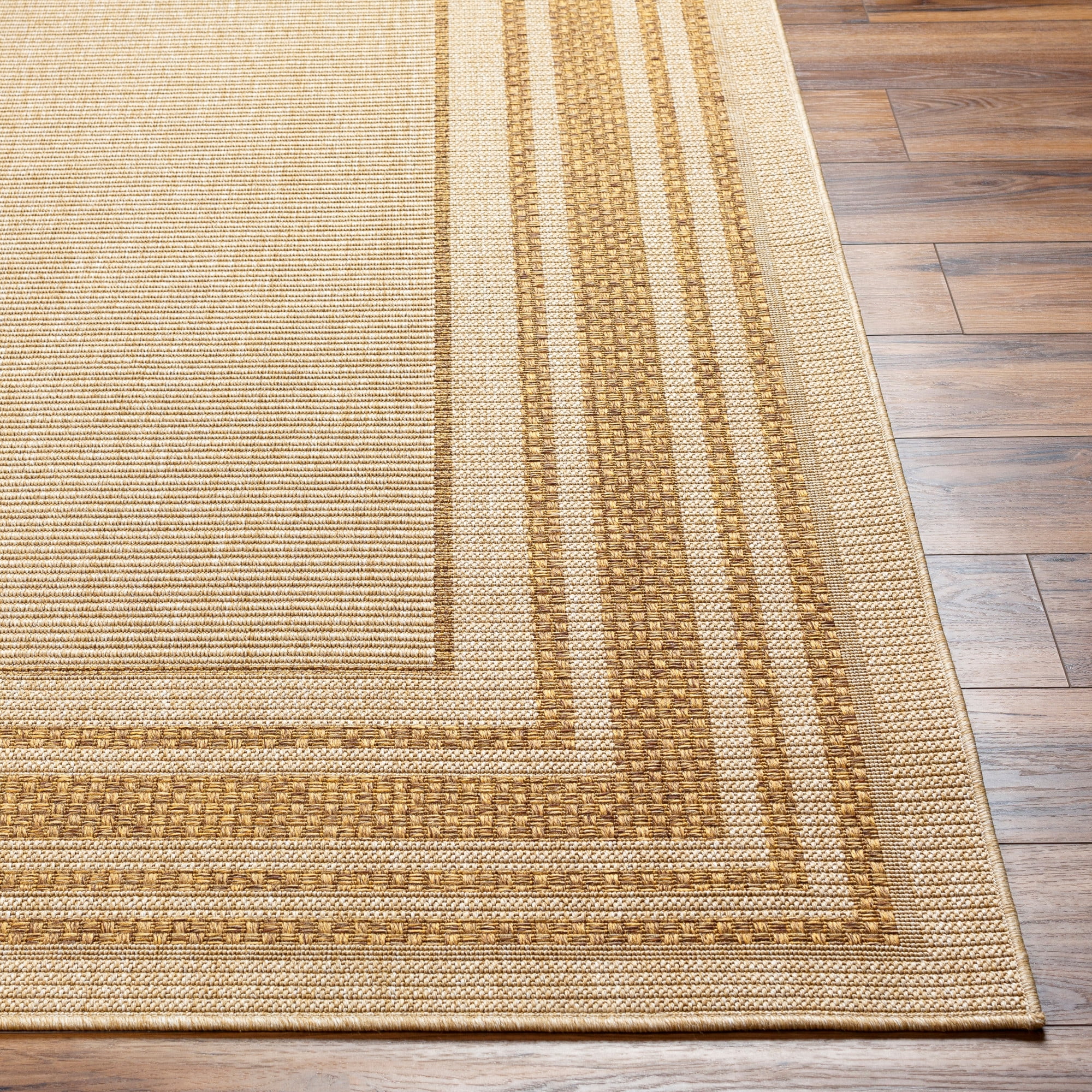 Livabliss Pismo Beach Border Outdoor/Indoor Area Rug, Beige ,9'2" x 12'