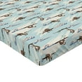 thumbnail image 4 of Ambesonne Animal Print Fitted Sheet, Funny Sloths Clouds, Twin Size, Soft Blue Cocoa and White, 4 of 5