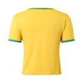 thumbnail image 6 of Trendfront Womens Brasil Flag Graphic Ringer Crop Top Crewneck Minimalist Letter Print 90s Inspired Baby Tee Y2K Slim Fit Casual Shirt, 6 of 7