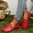 thumbnail image 5 of SYMOID Womens Loafers Slip-on Flat Heel - Red Floral Embroidery Pu Shoes, Comfortable Durable Easy To Clean Casual Office Footwear for Ladies,Size 42, 5 of 9