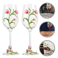 thumbnail image 4 of KAKOWELY 2 copas de licor para fiestas, copas altas para vino, copas con flores pintadas, copas de vino tipo flauta., 4 of 5