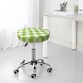 thumbnail image 4 of Uemuo White Green Plaid Pattern Round Bar Stool Seat Covers Washable Stool Cushion Slipcover Elastic Bar Chair Covers-14 inch, 4 of 7