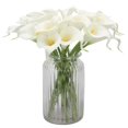 thumbnail image 3 of Ramo de boda Duovlo, 20 unidades, flor artificial de látex con forma de lirio de cala, con toque real, decoración para fiestas en el hogar (blanco), 3 of 6