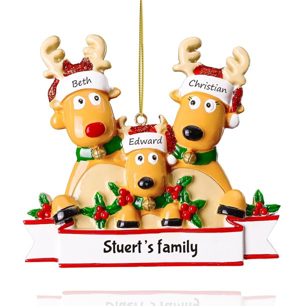 witfox Adornos navideños familiares personalizados 2023 - Adornos navideños personalizados Familia de 3, Calcetín con nombre personalizado Adornos navideños Regalos navideños personalizados para miemb