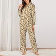 thumbnail image 2 of Fotbe Set With Peanut Conjunto de Pijama de Manga Larga para Mujer con Estampado, Ropa de Dormir de 2 Piezas, Conjunto de Casa Suave y Cómodo con Bolsillos-X-Large, 2 of 7