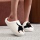 thumbnail image 4 of Zapatillas de algodón peludas a cuadros con suela gruesa para el hogar con bordado de perro salchicha y patrón de mascota, zapatillas de interior antideslizantes y cálidas para mamá mascota, 4 of 5
