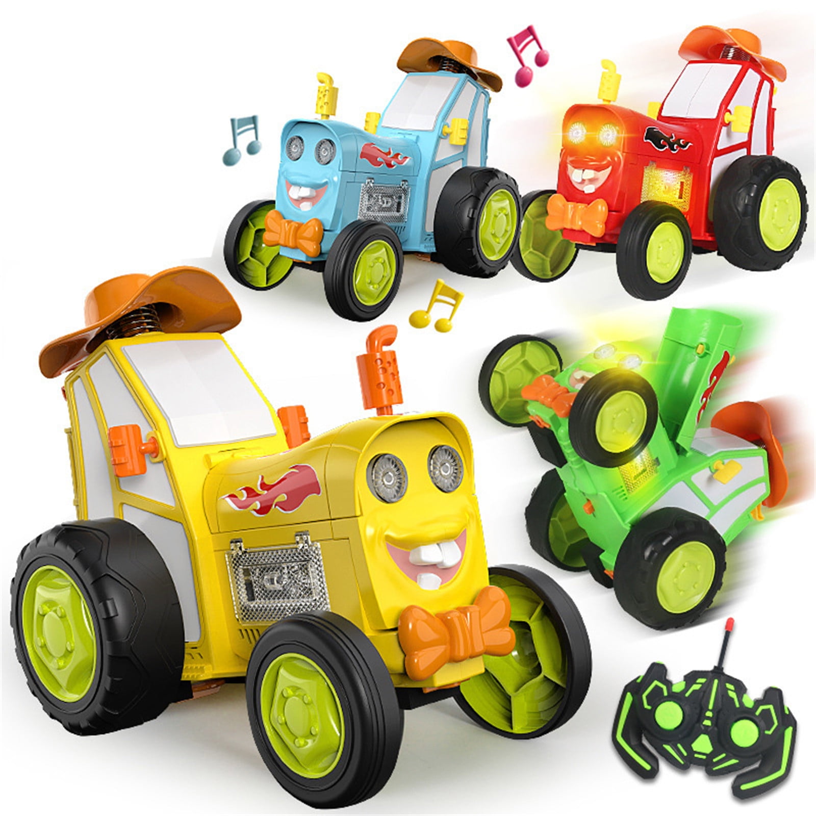 SugarBloom Crazy Jumping Remote Control Car with Headlights & Music, Rechargeable RC Crawler Truck, Cartoon Vehicle Gift,Red