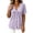 Purple, variant on Womens Summer V Neck Linen Short Sleeve Button Down Pleated Blouse Loose Fit Casual Shirt for Office Vacation Black S