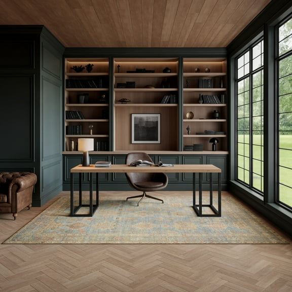 Nourison Vintage Washables 9' x 12' Navy Multicolor Vintage Indoor Rug