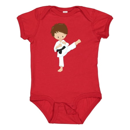 

Inktastic Karate Boy Cute Boy Brown Hair Black Belt Gift Baby Boy Bodysuit