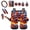 Cartoon T-Rex Lightning, variant on Chririnla Octopus Tentacles Floral Car Accessories 14 Pack Set Anti-Slip Automotive Front Rear Seats Covers Sets with Steering Wheel Cover, Gear Shift Pad, Coasters Car Interior Decorations