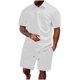 thumbnail image 1 of Pantalones de Carga con Cordón para Hombres, Verano Casual Color Sólido, Conjunto de Botones de Solapa de Manga Corta, 1 of 6