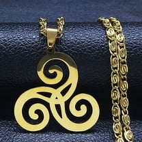 Celtics Triskele Triskelion Necklace 14K Yellow Gold Triple Spiral Pendant Necklaces Witch Jewelry