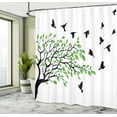 thumbnail image 5 of Ambesonne Silhouette Shower Curtain, Flying Spring Peace Art, 69"Wx70"L, White Black Green, 5 of 5