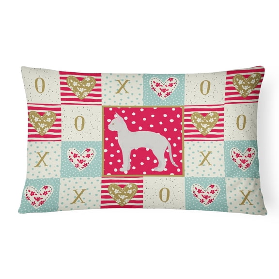 Carolines Treasures CK5622PW1216 German Rex 3 Cat Love Canvas Fabric Decorative Pillow, Red, 12H x16W, multicolor