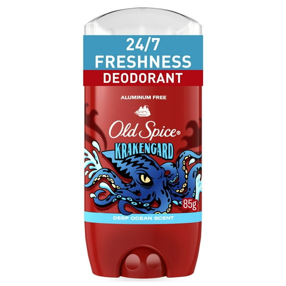 Old Spice Aluminum Free Deodorant for Men, 24/7 Freshness, Long Lasting Odor Protection, Legendary Fragrance, Krakengard, Deep Ocean Scent
