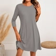 thumbnail image 6 of LISTHA Women's 3/4 Sleeve A-line and Flare Midi Long Dress Gray M, 6 of 6