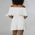 thumbnail image 6 of YeJammarp Chiffon Flowy Short Jumpsuits Womens Dressy Casual Off The Shoulder Pleated Romper Shorts with Belt Summer (XL, White), 6 of 6