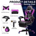 thumbnail image 2 of PULUOMIS Gaming Chair with Footrest Ergonomic Office Chair with Arms for Adults Kids, Purple, 2 of 8