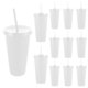 thumbnail image 1 of Toorise - 12 vasos con tapa y pajita de plástico reutilizables de 24 oz, vasos creativos con purpurina para café helado, tazas de gran capacidad para agua, café, batidos, jugos y cócteles., 1 of 8
