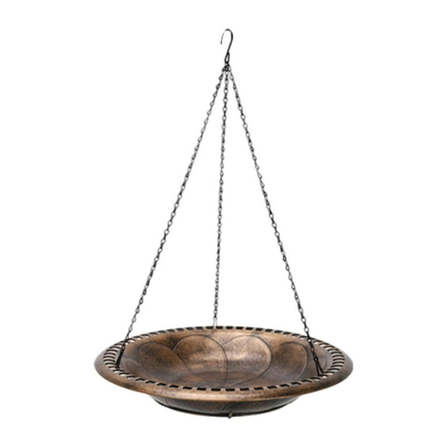Comedero colgante multiusos para pájaros, ideal para currucas y gorriones. Cuenco de 43 cm. Dorado