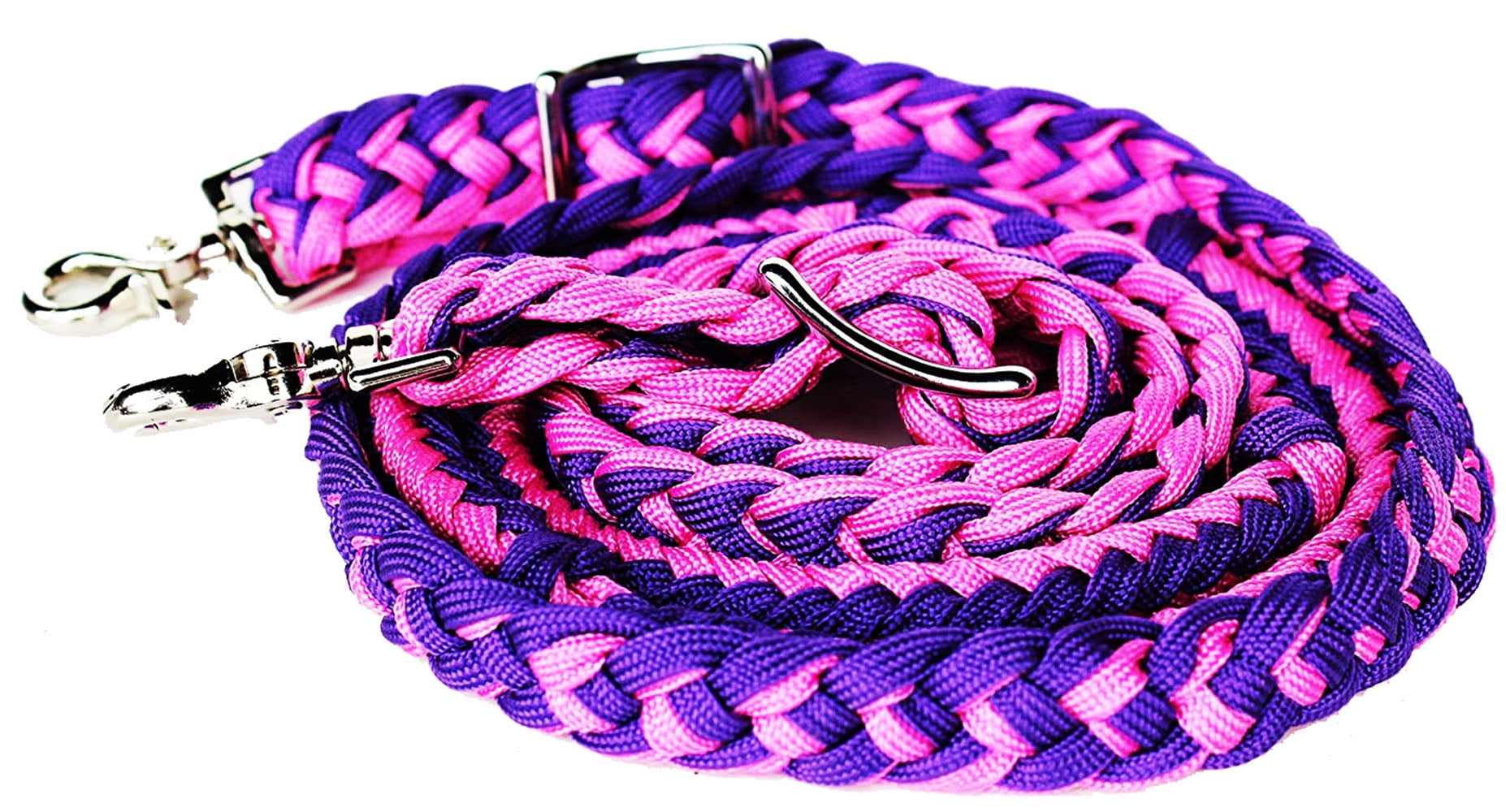 TOUGH-1 KNOTTED CORD BARREL REINS ROPING POLY WESTERN 7 FEET PURPLE HORSE TACK 