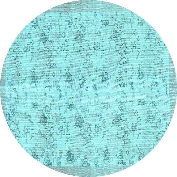 Ahgly Company Indoor Round Abstract Light Blue Contemporary Area Rugs, 5' Round