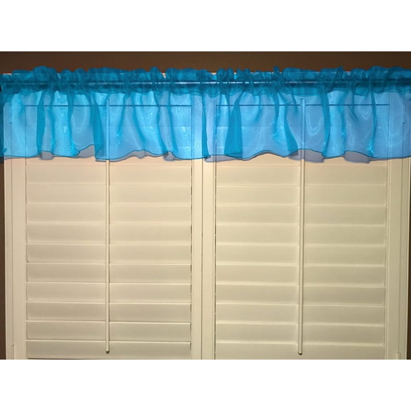 sheer organza window valance 58 wide turquoise