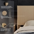 thumbnail image 6 of Noble House 64.4" Wood Headboard Only, Queen Size, Modern Farmhouse, Wall Mounted Fluted Panel, Oak, 6 of 9