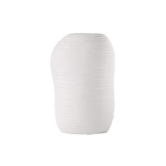 Ceramic Oval Tall Irregular Vase Matte Finish White-18.50"H