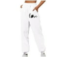 thumbnail image 3 of Sweatpants Women Trendy Print Elastic High Waist Casual Loose Sporty Gym Athletic Jogger Baggy Pants with Pockets,Red 4,S, 3 of 3
